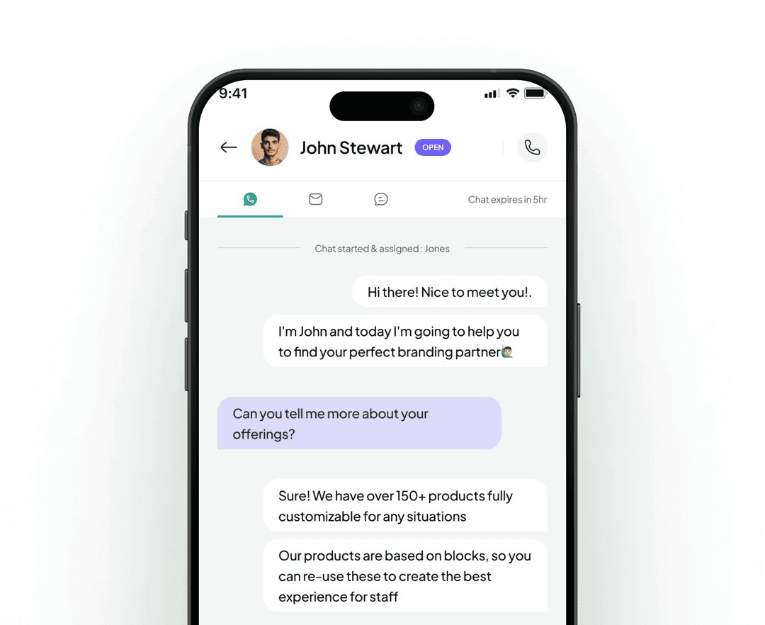 Croohm unified inbox showing WhatsApp and channel conversations